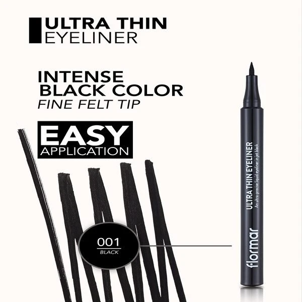 8690604478491_eng_7-1 محدد عيون فلورمار فائق النحافة أسود | Flormar Ultra Thin Eyeliner Black - الصورة 3