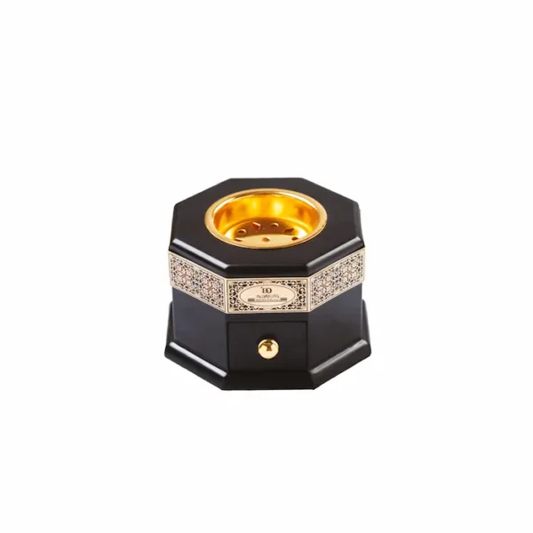 مباخر اسلامي سداسي اسود بانافع للعود | Black Hexagonal Islamic Incense Burner Banafa for Oud